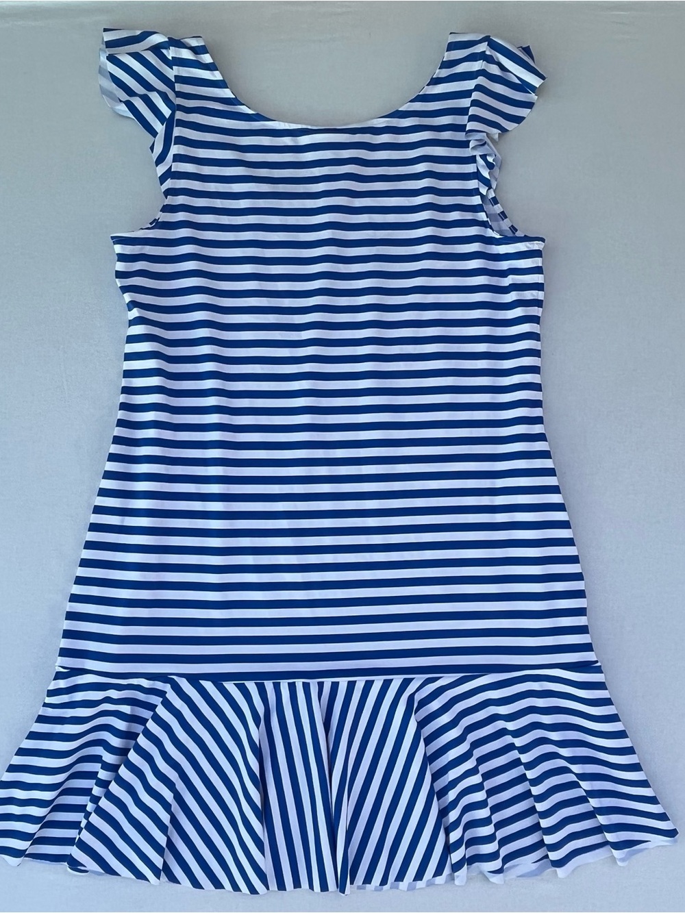 Tommy Bahama Beaker Bay Flounce Spa Blue & White Striped Dress Beach Cover-Up L - Picture 8 of 10